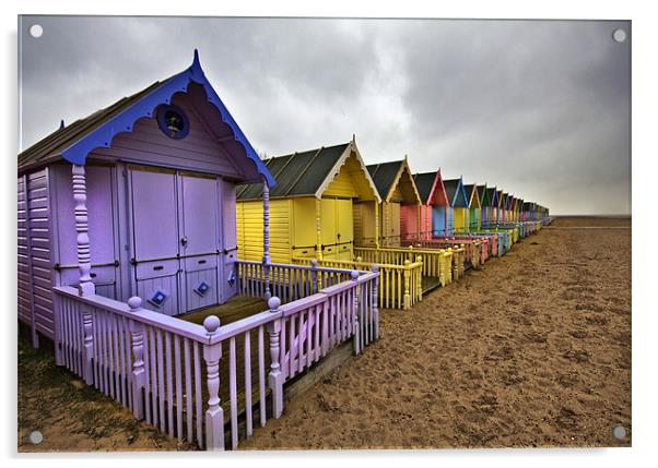 Winter Beach Huts Acrylic by Darren Burroughs