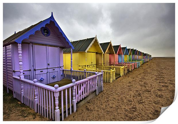 Winter Beach Huts Print by Darren Burroughs