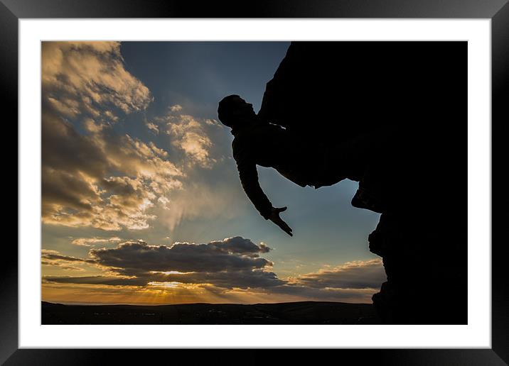 Sunset Rock Climber Framed Mounted Print by Phil Tinkler