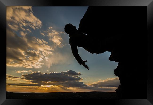Sunset Rock Climber Framed Print by Phil Tinkler