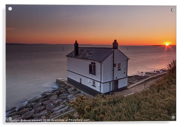 Lepe Boathouse Sunset Acrylic by stuart bennett
