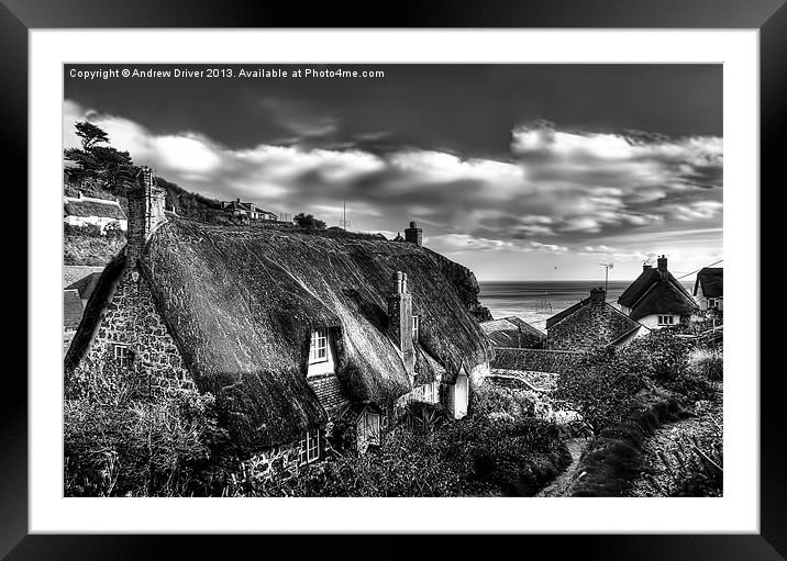 Cadgwith Cottages Framed Mounted Print by Andrew Driver
