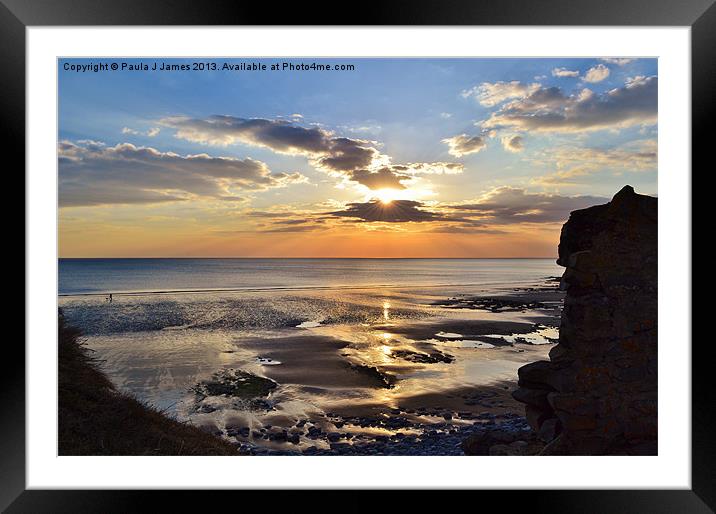 Sunset at Southerndown Framed Mounted Print by Paula J James
