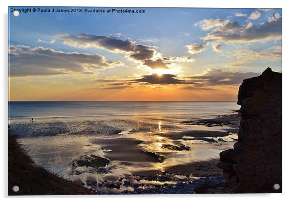 Sunset at Southerndown Acrylic by Paula J James