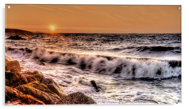 Waves crashing on the rocks Acrylic by Simon West