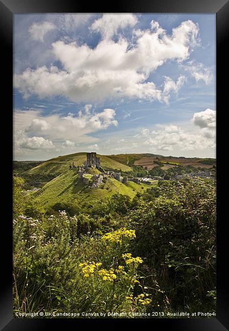 Corfe Castle, Dorset Framed Print by Graham Custance