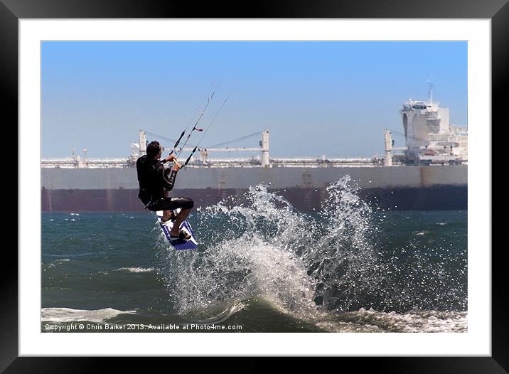 Kite surfing Cape Town Framed Mounted Print by Chris Barker