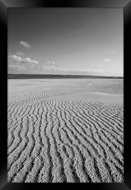 Broughton Sand Black and White Framed Print by Dan Davidson