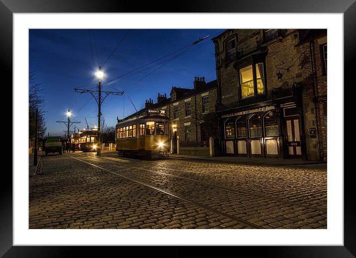 Trams at Night Framed Mounted Print by Northeast Images