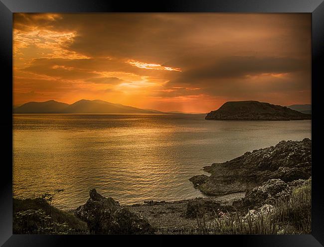 Sunset over Lismore Island Framed Print by Fiona Messenger