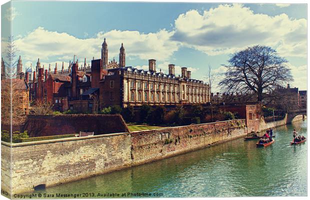 Clare college on the River Cam Canvas Print by Sara Messenger