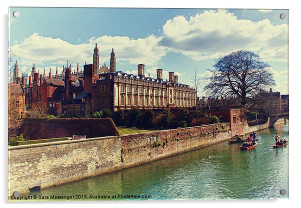 Clare college on the River Cam Acrylic by Sara Messenger