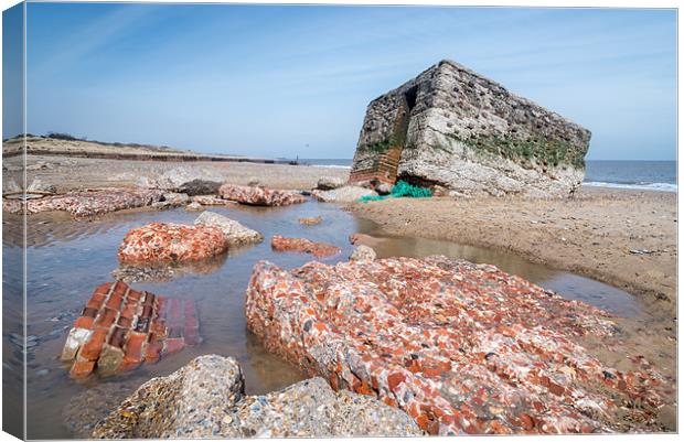 Pill Box at Caister Canvas Print by Stephen Mole
