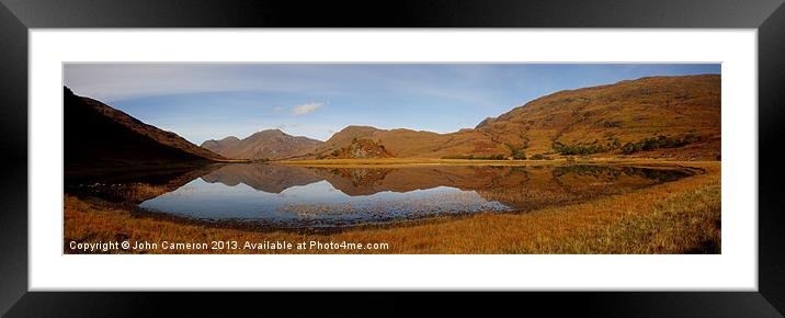 Reflections in a Highland Loch. Framed Mounted Print by John Cameron
