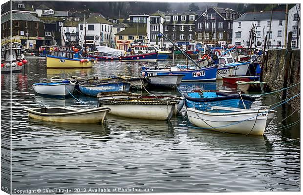 The Vibrant Mevagissey Harbour Canvas Print by Chris Thaxter