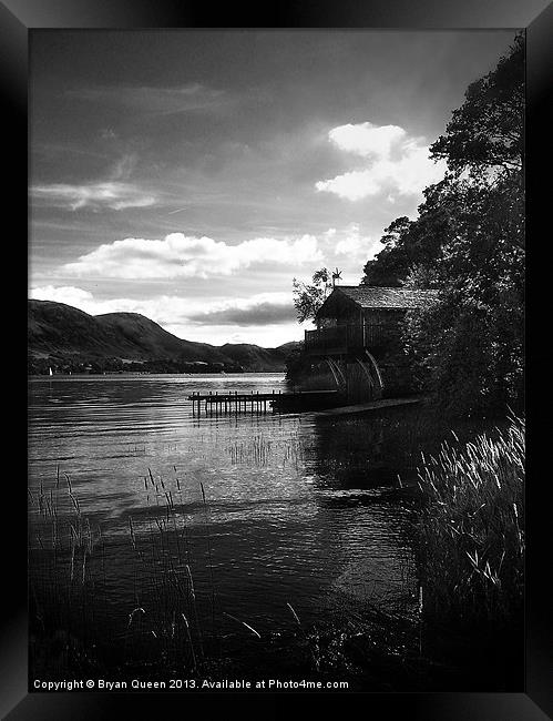 Ulswater Boathouse. Framed Print by Bryan Queen