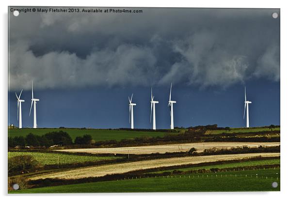Wind Turbines on the Horizon Acrylic by Mary Fletcher