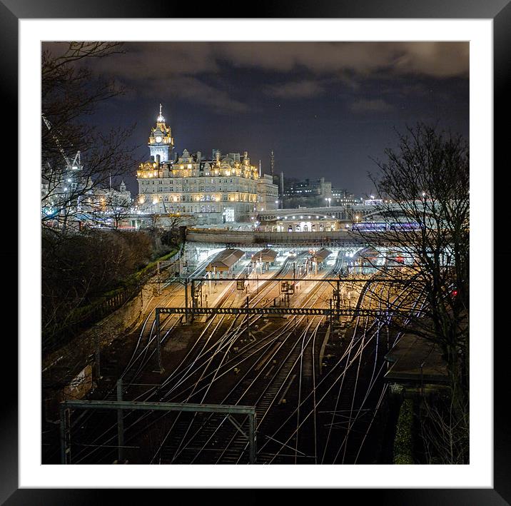 Waverley Station and The Balmoral Hotel. Framed Mounted Print by Buster Brown