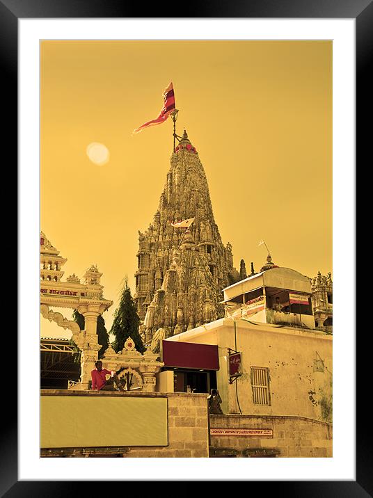 Dwarka Krishna Temple from Market Street Framed Mounted Print by Arfabita  