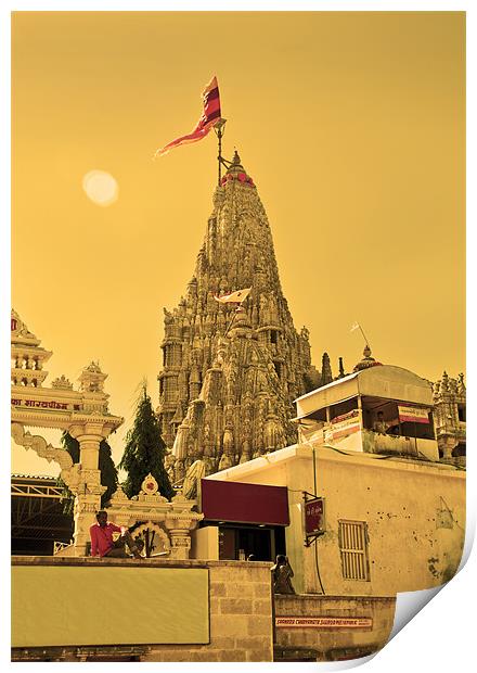 Dwarka Krishna Temple from Market Street Print by Arfabita  