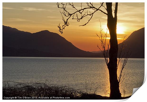 Sunset Over Loch Linnhe Print by Tim O'Brien
