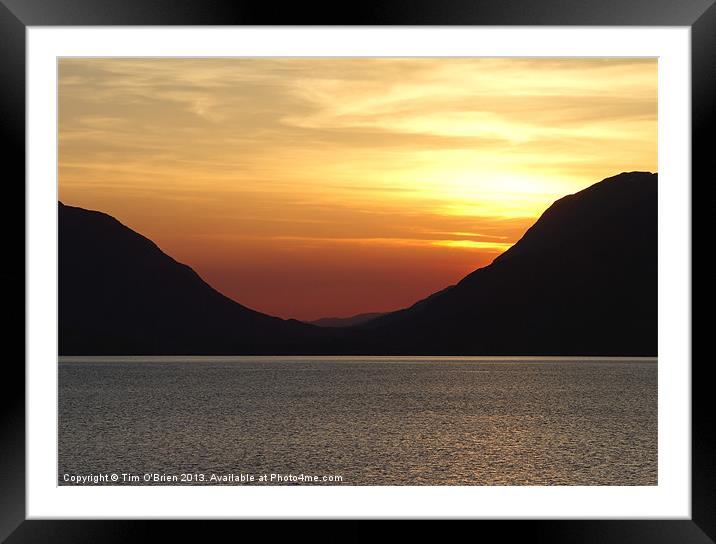 Sunset Morven Hills Loch Linnhe Framed Mounted Print by Tim O'Brien