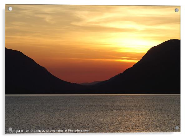Sunset Morven Hills Loch Linnhe Acrylic by Tim O'Brien