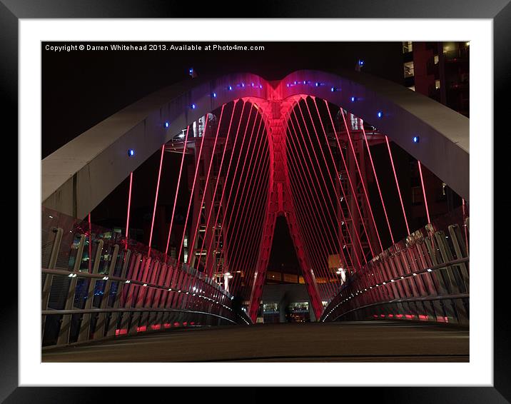 Downlit Bridge in Red Framed Mounted Print by Darren Whitehead