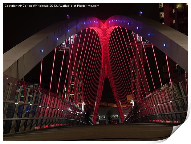 Downlit Bridge in Red Print by Darren Whitehead