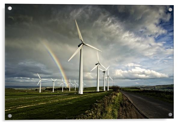 Wind Farm & Rainbow Acrylic by Philip Teale