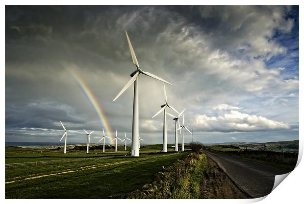 Wind Farm & Rainbow Print by Philip Teale