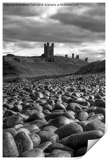 Dunstanburgh Castle Rocks Print by Matthew Train