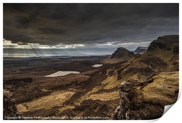 The Quiraing at Dawn, Isle of Skye, Scotland Print by Creative Photography Wales
