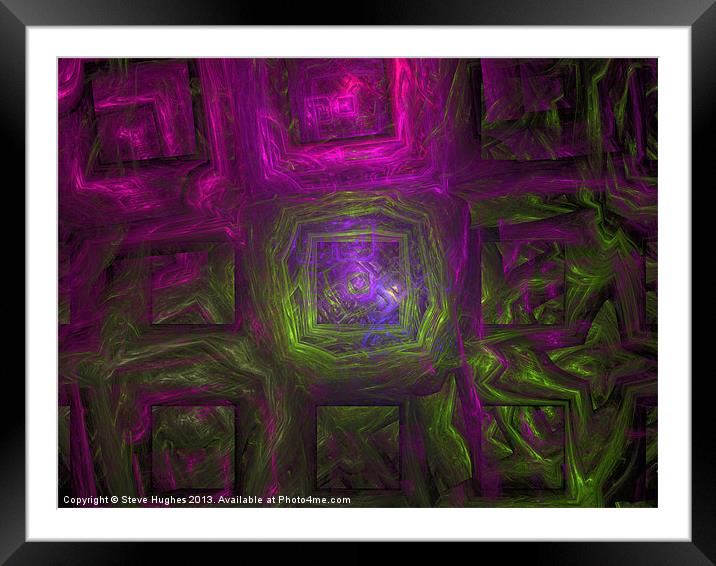 Fractal squares green and pink Framed Mounted Print by Steve Hughes