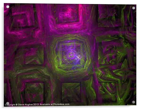 Fractal squares green and pink Acrylic by Steve Hughes
