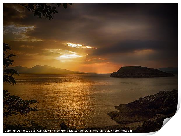 Sunset at Lismore Island Print by Fiona Messenger