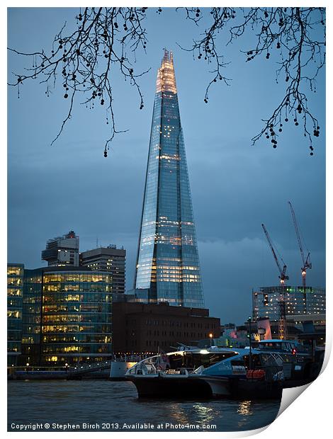 The Shard at Dusk Print by Stephen Birch