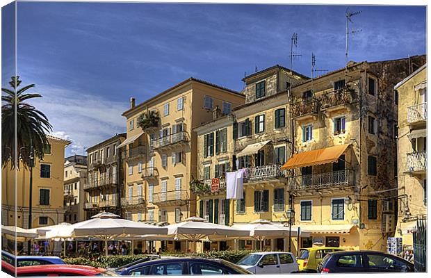 Living in Corfu Town Canvas Print by Tom Gomez