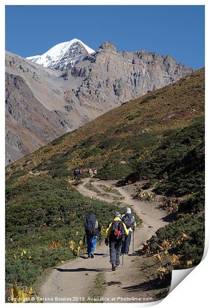 Trekkers on the Annapurna Circuit Print by Serena Bowles