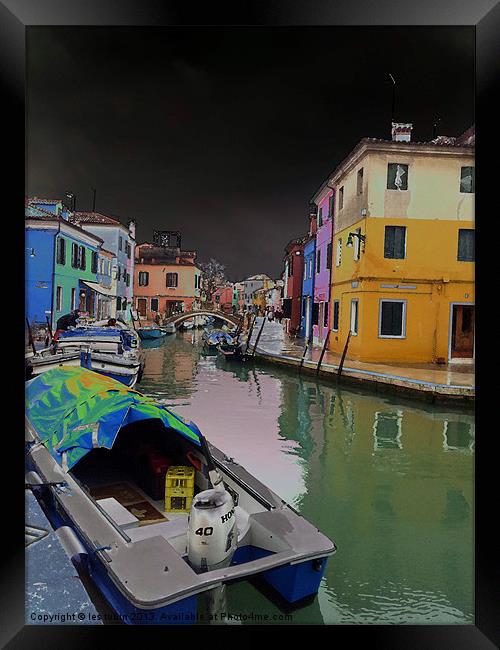 Burano Canal Framed Print by les tobin