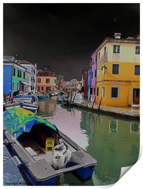 Burano Canal Print by les tobin