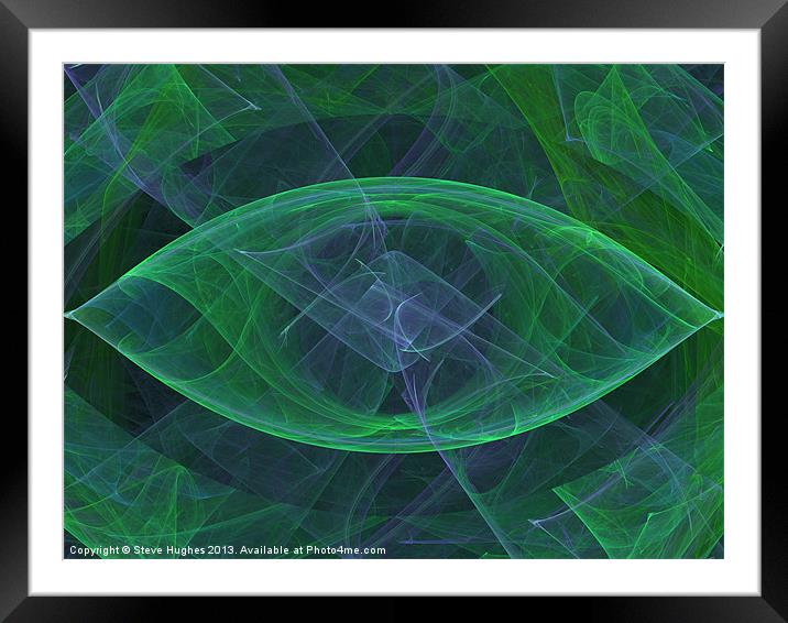 Green elliptical fractal Framed Mounted Print by Steve Hughes