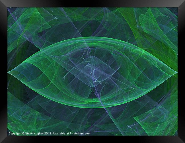 Green elliptical fractal Framed Print by Steve Hughes