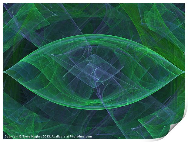 Green elliptical fractal Print by Steve Hughes