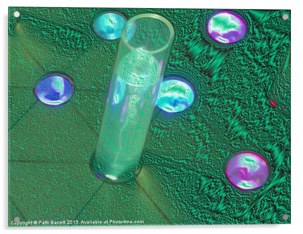 bubbles green and lavender Acrylic by Patti Barrett