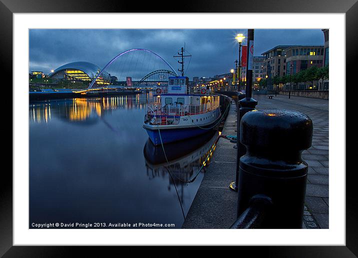 Newcastle Quayside at Night Framed Mounted Print by David Pringle