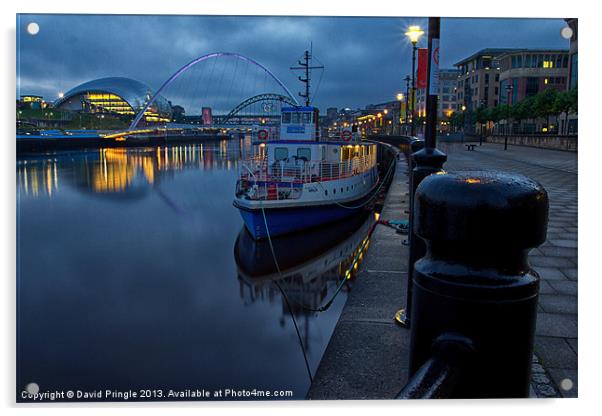 Newcastle Quayside at Night Acrylic by David Pringle