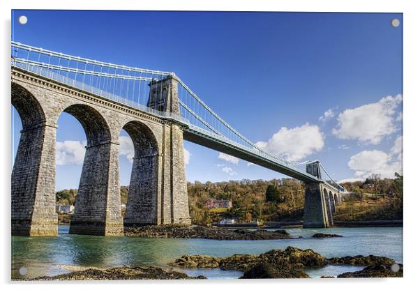 The Menai Suspension Bridge Acrylic by Ian Mitchell