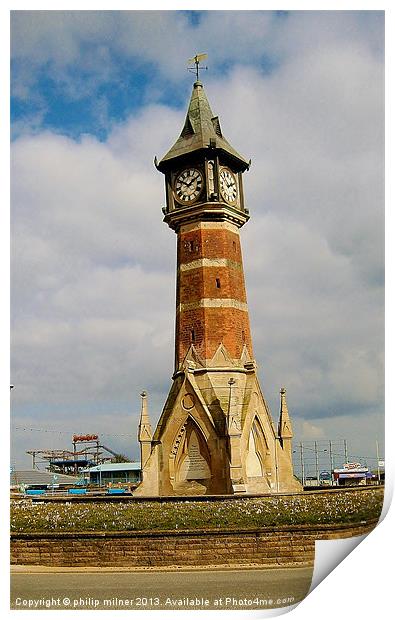 Skegness Clock Tower Print by philip milner