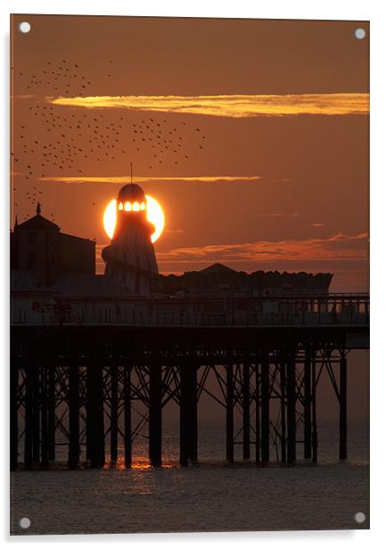 Sunset over Brighton Pier Acrylic by TIM HUGHES